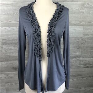NEW Ruffled Open Cardigan Gray Small New